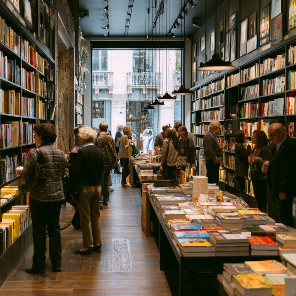 Libreria affollata di clienti
